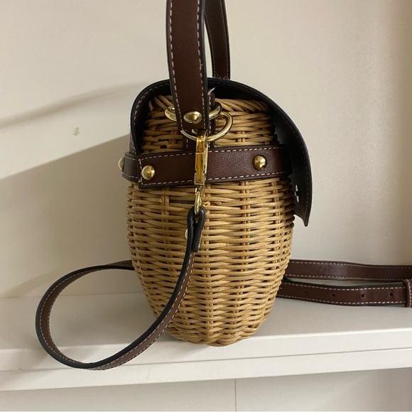 Tommy Bahama Chocolate Wicker Rattan Crossbody Bag Basket Purse Nautical - Picture 4 of 9